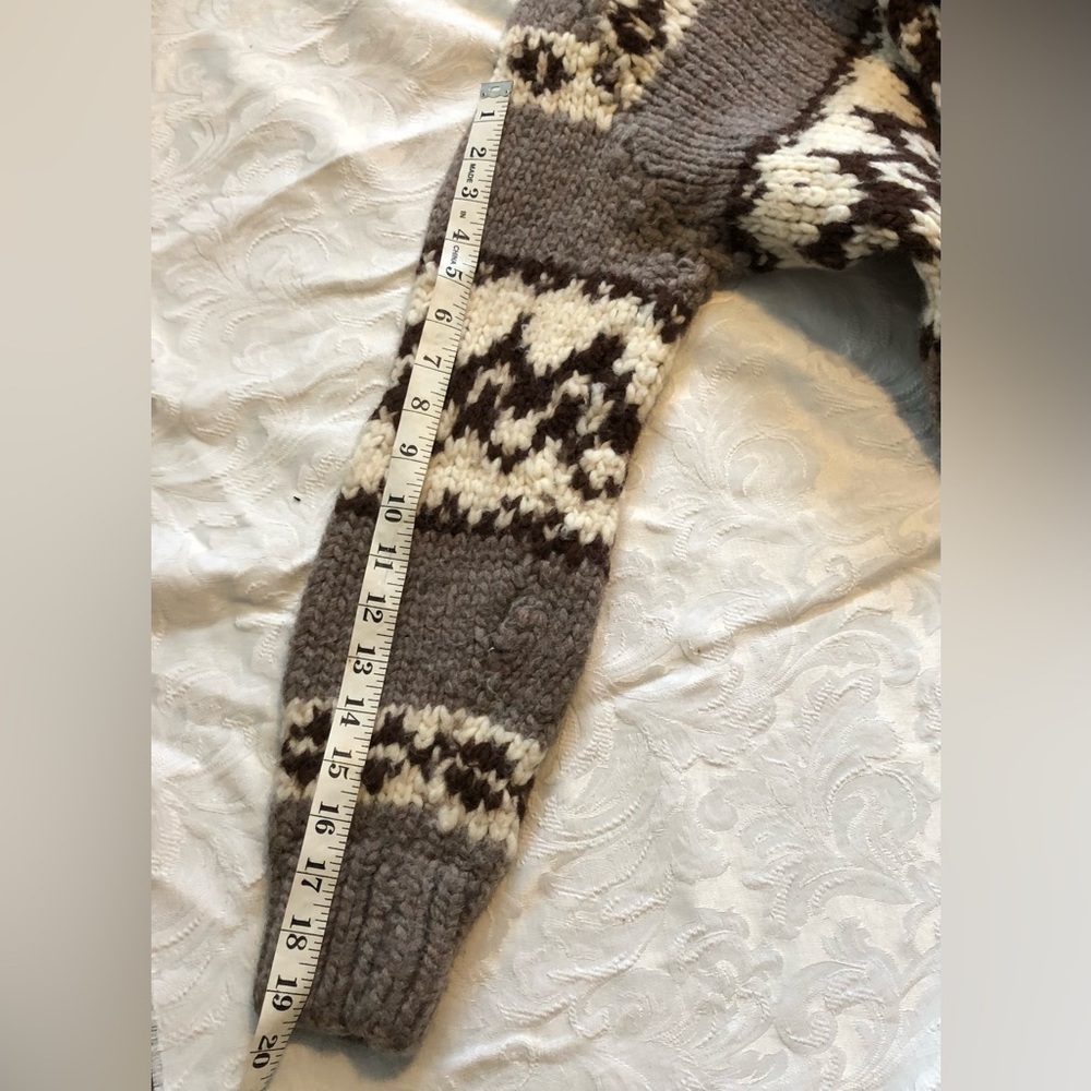 Vtg Cowichan Wool Sweater Hand Knit Hand Made YKK Zipper Sz Small / XS - Picture 8 of 8